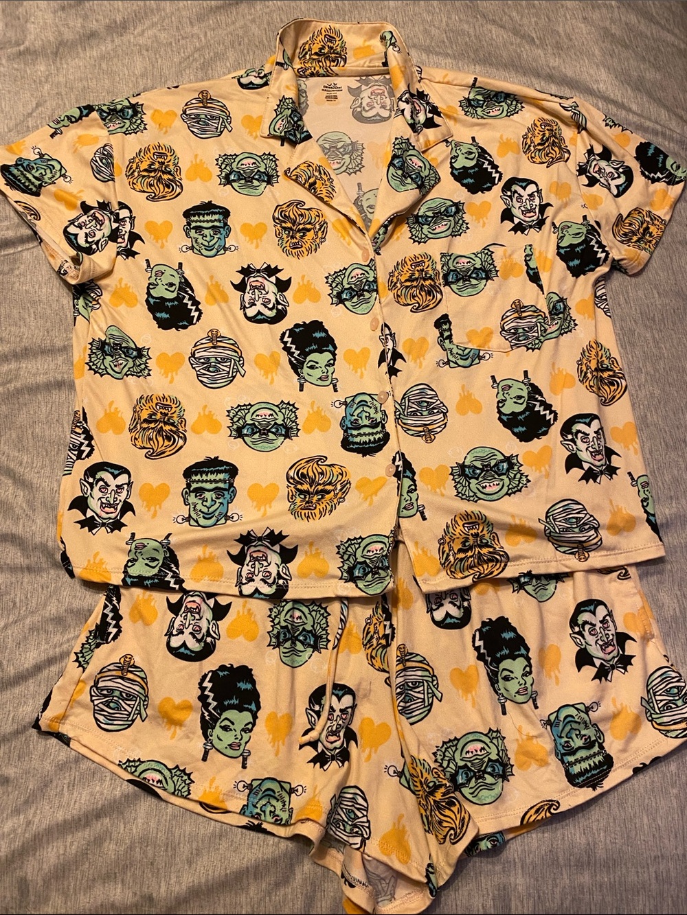 Way to Celebrate Womens Sz M Orange Halloween Characters Pajama Set Like New